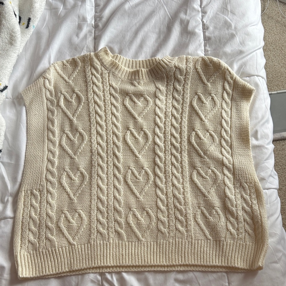 Cream Cable Knit Sweater vest